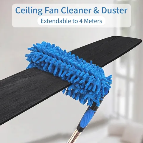 Extendable Chenille Duster With Stainless Steel Extension Pole For Ceiling Fan Cleaning Washable Microfiber Duster Home Cleaning Tool