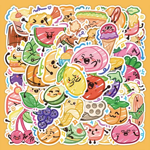 Pegatinas De Graffiti De Comida Originales Para Maleta Cuaderno Álbum De Recortes Impermeable PVC Comida De Dibujos Animados Decoración Para Niños DIY