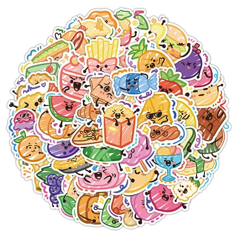 Adesivi Per Snack Graffiti Cartoni Animati Per Bambini Decalcomanie In Vinile Impermeabili Per Bottiglia D'Acqua Quaderno Laptop Cancelleria
