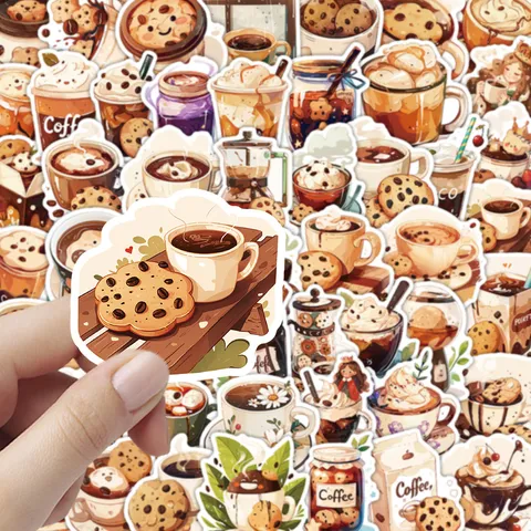Pegatinas De Taza De Café Vintage Impermeables Material Para Diarios DIY Pegatinas Estéticas Para Funda De Teléfono Calcomanías Para Scrapbooking