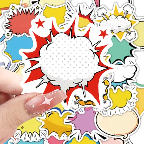 Pegatinas de Bocadillos de Papel para Escribir Estilo Cómic Pop Art Etiquetas Decorativas para Álbum Recortes DIY Funda Teléfono Nevera Oficina Escuela