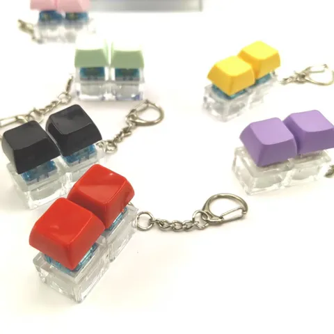 Electronic Decompression Mechanical Keyboard Switch Clicker Keychain Glowing Fidget Toy Portable Backpack Pendant