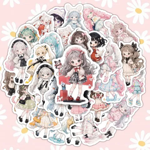 Adesivi Impermeabili per Ragazza Anime Decalcomanie Principessa Cartoni Animati Carino Pacchetto di Cancelleria Estetica Per Borracce Computer Portatile