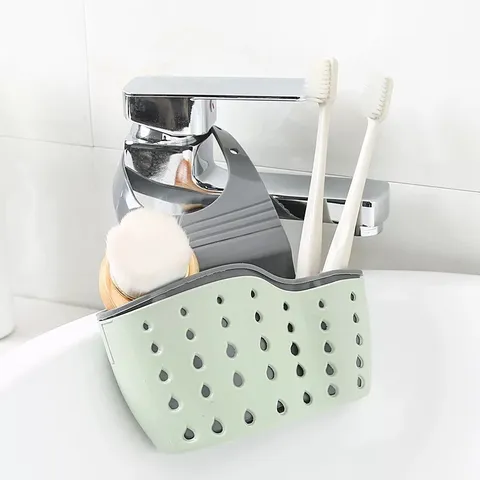 Keuken Gootsteen Afvoer Hangende Tas Verstelbare Snap Plastic Opbergmand Kraan Spons Houder Organizer