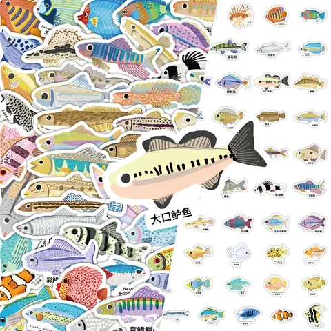 Kinder Educatieve Vis Stickers Waterdicht Cartoon Waterwezens Decals Voor Kinderen School Dagboek Decoratie