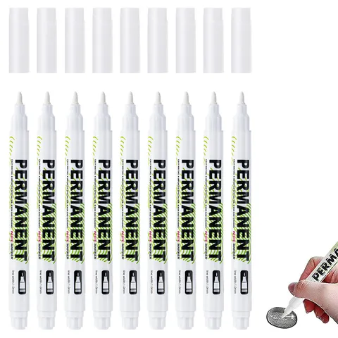 White Permanent Marker Fine Tip Waterproof Quick Drying Industrial Marker Pen For Art Highlights Office School Writing