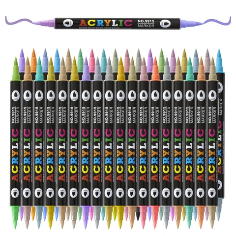 Dual Tip Acrylic Marker Pens Set Waterproof Quick Drying Art Paint Pens For Drawing Rock Painting Sketching