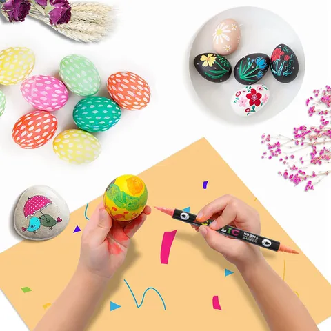Dual Tip Acrylic Marker Pens Set Waterproof Quick Drying Art Paint Pens For Drawing Rock Painting Sketching