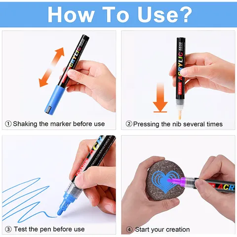 Acrylic Paint Pens Marker Set Waterproof Quick Drying Vivid Colors For Rock Painting Canvas Ceramic Wood DIY Craft Art Supplies