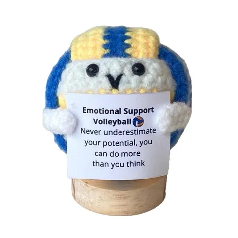 Bambola di Peluche a Forma di Palla Sportiva all'Uncinetto con Carta Frase Positiva Regalo per Papà Basket Calcio Pallavolo Baseball Golf Softball Ornamento