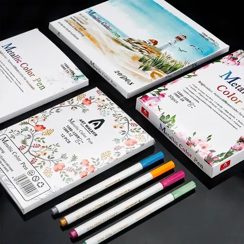 Marqueurs de Peinture Acrylique Métalliques Couleurs Assorties Pointe Pinceau Stylos Peinture Imperméables Marqueurs d'Art Permanents DIY