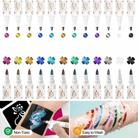 Doppelspitze Metallische Marker Stifte Set Bunte Kunst Marker Für Kartenherstellung DIY Scrapbooking Schule Büro Schreiben