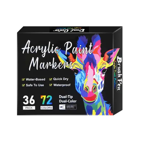 Dual Tip Acrylic Paint Markers Pens Set Watercolor Coloring Graffiti Pens For Kids Students School Office Art Supplies