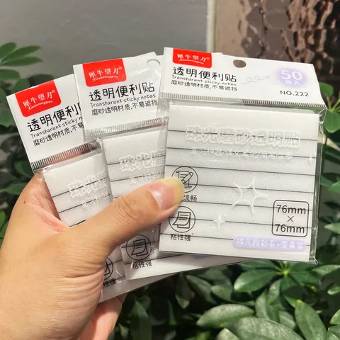 Transparent Frosted Sticky Notes With Lines Pearl White Memo Pads Waterproof Self Adhesive Stationery For School Office