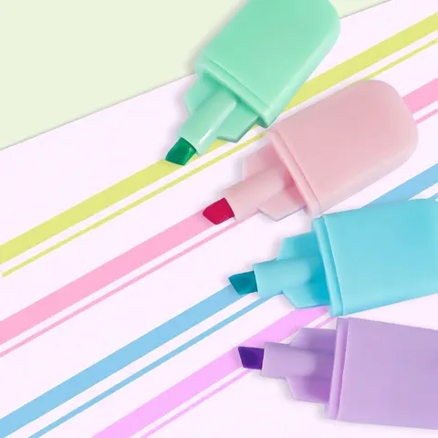 Mini Iluminadores de Dibujos Animados de Navidad Punta de Cincel Kawaii DIY Marcadores Scrapbooking Papelería para Niños