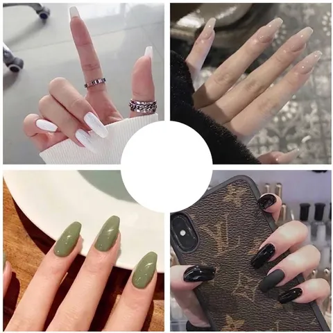 24 Piezas Uñas Postizas Color Sólido Press On Coffin Ballet Uñas Artificiales Desmontables Cobertura Completa para Mujer Decoración de Manicura