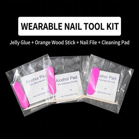 Kit di Strumenti per Unghie dei Piedi Con Colla Gelatina Lima per Unghie Rosa Bastoncino di Legno d'Arancio e Tampone Alcolico
