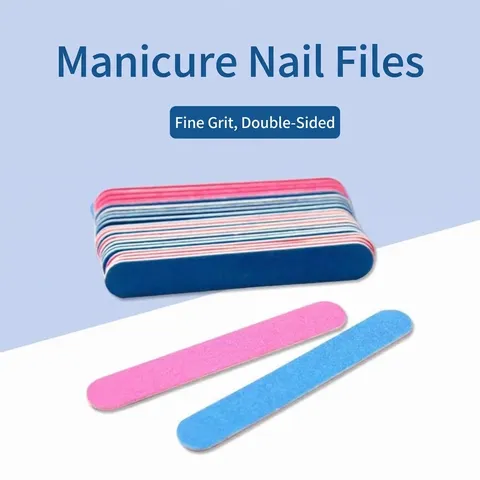 Mini Wooden Nail Files Double Sided Manicure Buffing Sanding Boards Blue Red Small Disposable Emery Board For Home Salon Use