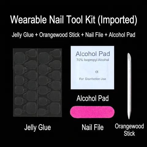 Kit di Strumenti per Unghie Professionali da Donna Set Manicure Con Colla in Gelatina Lima per Unghie Bastoncino in Legno Tampone Imbevuto di Alcol Accessori Portatili per Nail Art