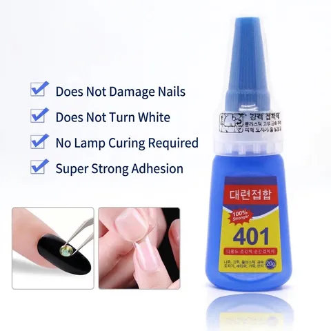 Professionele 401 Nagelkunst Lijm Sterke Kleefkracht Sneldrogende Lijm Voor Nagel Tips Strass Nagel Decoraties Geen Lamp Nodig