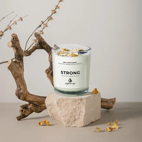 Geurige Sojawas Kaars Kristalsteen Gedroogde Bloem Glazen Beker Aromatherapie Kaarsen Voor Huisdecoratie Cadeau