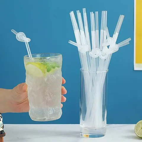 Wegwerp Flexibele Drinkrietjes Voedselkwaliteit PP Kunststof Transparante Buigbare Rietjes Voor Thuis Feest Keuken