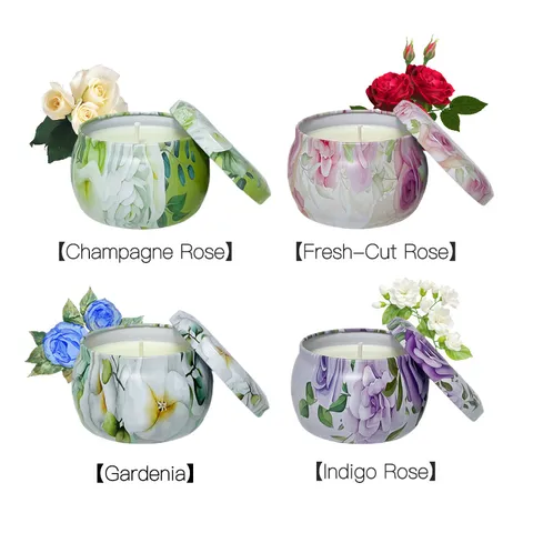 Αρωματικό Κερί Σόγιας Κουτί Στρογγυλό Βάζο Αρωματοθεραπείας Floral Δώρο Για Σπίτι Πάρτι