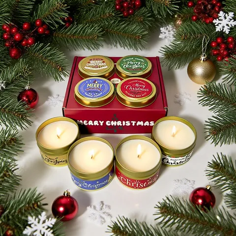 Kerst Geurkaarsen Cadeauset Sojawas Aromatherapie Kaarsen In Metalen Blik Met Feestelijk Vakantiedecor Voor Thuisfeest