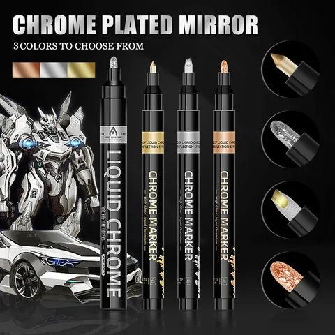 Mirror Chrome Marker Liquid Metallic Paint Pen Set Waterproof Permanent Marker For Model Coloring DIY Art Craft