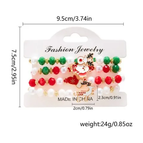 Weihnachten Zinklegierung Schmuckset Weihnachtsmann Elch Schneeflocken Perlen Künstliche Perle Strass Emaille Armband Ohrringe Für Damen Kinder Urlaub Party Geschenk