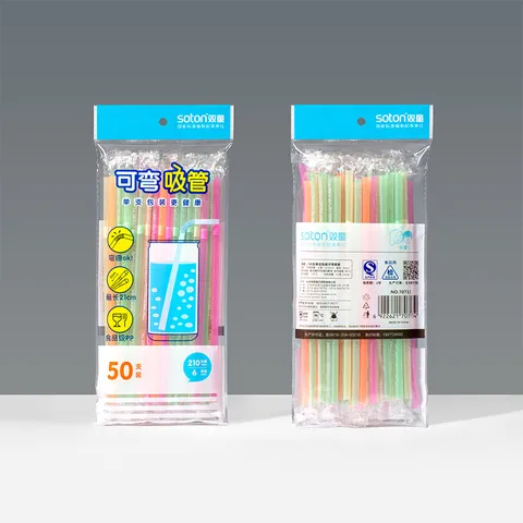 Wegwerp Plastic Drinkrietjes Flexibele Buigbare Rietjes Individueel Verpakt Voor Feest Drankjes