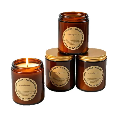 Handgemaakte Sojawas Geurkaars Aromatherapie In Bruine Glazen Pot Langdurige Geurkaars Voor Huis Slaapkamer Decoratie