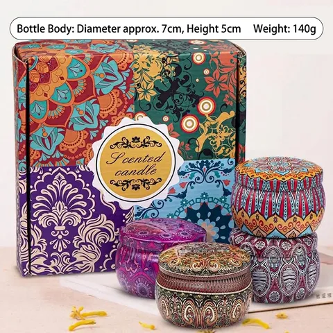 Boheems Mandala Geurkaarsen Van Sojawas In Draagbaar Blikken Potje Retro Etnische Bloem Geurkaars Voor Thuis Aromatherapie Decoratie