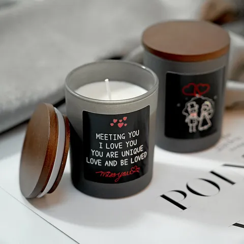 Geurkaars van Sojawas Romantische Koppel Illustratie Glazen Pot Aromatherapie Kaars Voor Thuis Slaapkamer Tafel Decor Cadeau