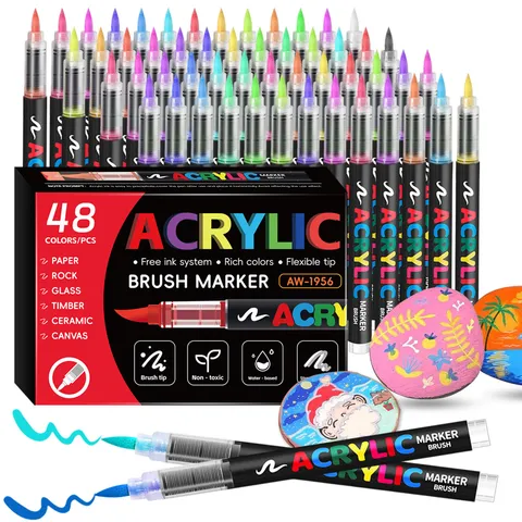 Direct Liquid Acrylic Marker Pens Soft Tip Water Based Paint Pens For Art Drawing Student Graffiti DIY Journal