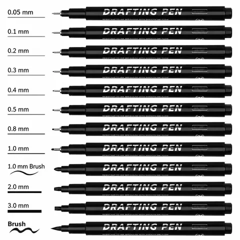 Professional Waterproof Fineliner Pen Black Micro-Pen Technical Drawing Pen For Sketching Art Design Writing