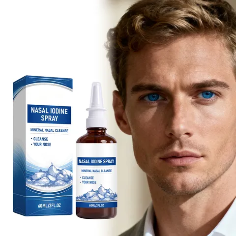 Spray Nasal à l'Iode Nettoyage Minéral Spray Nasal Hydratant Solution de Soin Portable Apaisante pour Adultes Soins Quotidiens