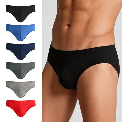 Men's Simple Seamless Breathable Briefs 100% Cotton Pure Color Soft Sweat-wicking Underwear Mid-waist Comfortable Briefs For Men