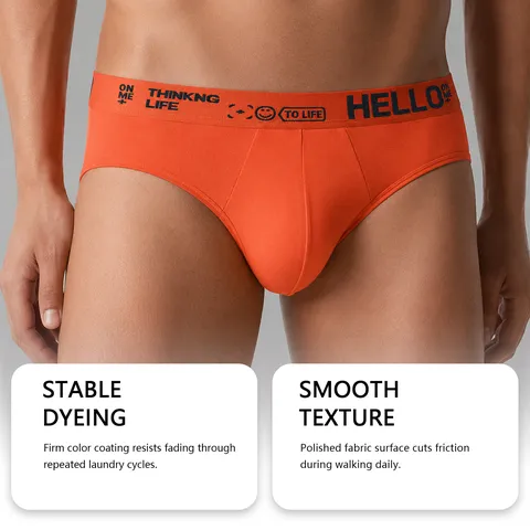 Men's Mid-Waist Breathable Briefs Comfortable Stretch Underwear With Letter Print Elastic Waistband Multiple Colors