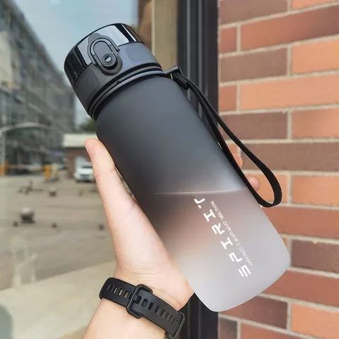 Large Capacity Gradient Sports Water Bottle Frosted Plastic Space Cup Portable Fitness Bottle For Student Gym Outdoor Hydration