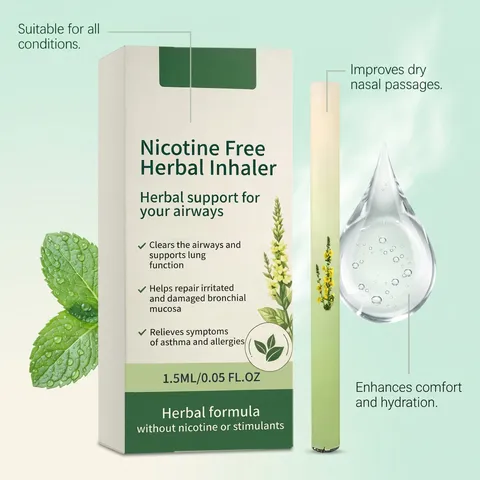Portable Herbal Inhaler Stick For Respiratory Care Refreshing Nose Relief Mint Scented Breathing Support Wellness Tool