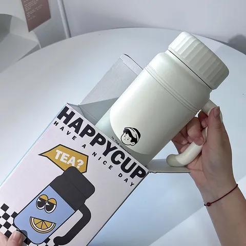 Gran Capacidad Botella de Agua Termal de Acero Inoxidable con Asa e Infusor de Té Portátil Viaje Deporte Vaso