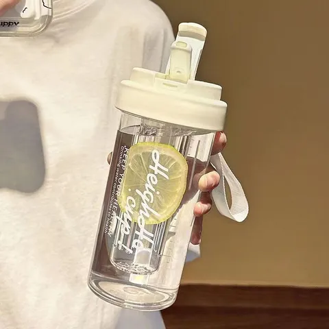 Portable Large Capacity Plastic Straw Cup With Tea Infuser Leakproof Water Bottle For Women Girls Student Office Summer Drinks