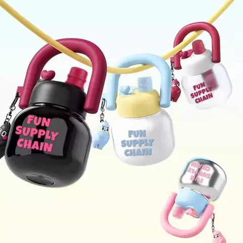 Cute Chubby Cartoon Plastic Water Bottle Large Capacity Portable Straw Cups Dual Drinking Sealed Leak Proof Travel Tumbler With Pendant Charm