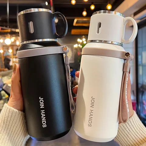 Botella de Agua Aislada al Vacío de Acero Inoxidable 316 Gran Capacidad Tetera Termo Portátil Con Infusor de Té Asa
