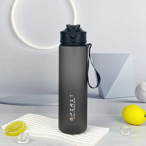 Farbverlauf Sport Wasserflasche Tragbar Matt Kunststoff Auslaufsicher Trinkbecher Mit Tragegurt Für Outdoor Fitness