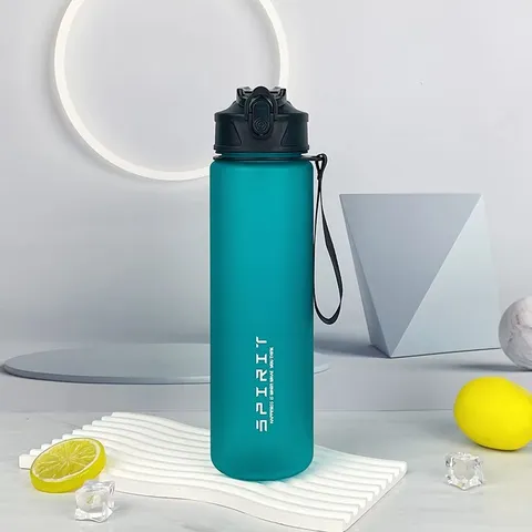 Farbverlauf Sport Wasserflasche Tragbar Matt Kunststoff Auslaufsicher Trinkbecher Mit Tragegurt Für Outdoor Fitness