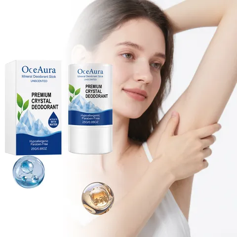 OCEAURA Bâton Déodorant Minéral Cristal Naturel Dissolvant d'Odeur d'Aisselle Sans Parfum Hypoallergénique Déodorant Corporel
