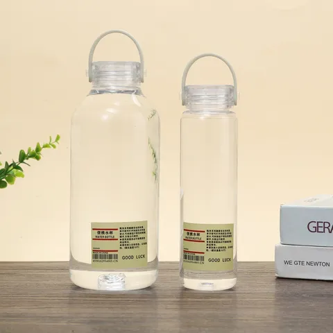 Transparente Plastik Wasserflasche Mit Silikonriemen Tragbarer Auslaufsicherer Becher Für Outdoor Reisen Täglichen Gebrauch