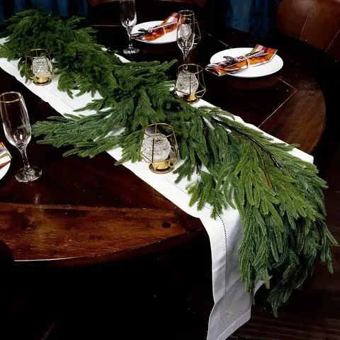 Norfolk Pine Artificial Christmas Garland Green Pine Needle Garland For Fireplace Mantel Table Runner Christmas Greenery Decoration